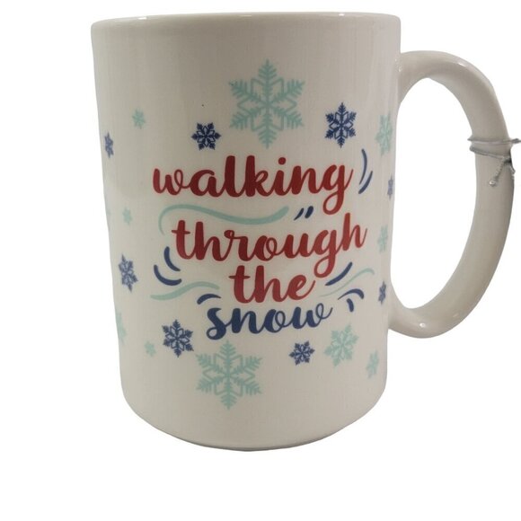 Crofton Mug WALKING THORUGH THE SNOW  Graphic 16 Oz Ceramic Coffee Tea Cup - NEW - Picture 2 of 15